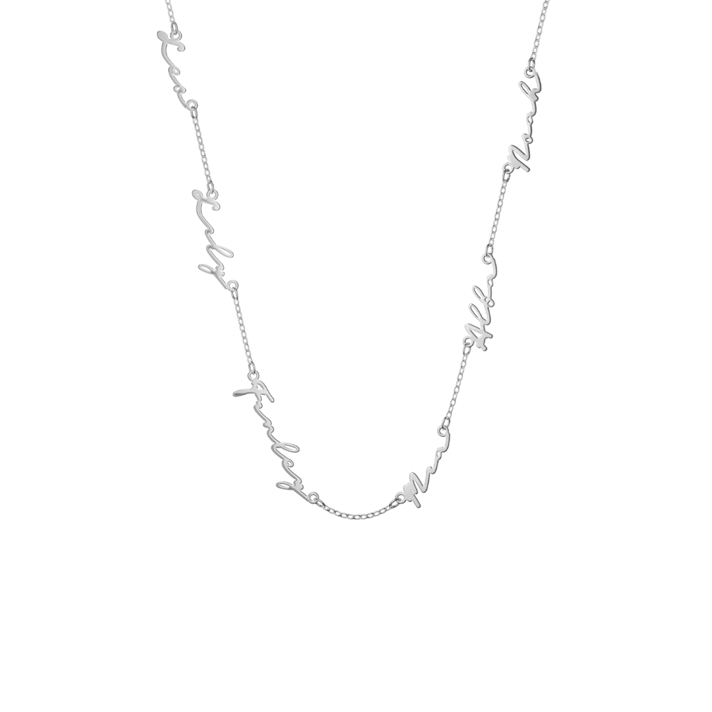 Fine Multi Signature Name Necklace (Silver)