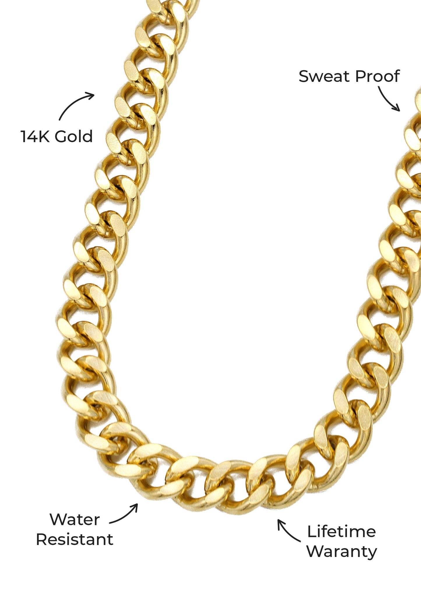 Gold Jewelry - Mens 14K Gold Cuban Curb Chain