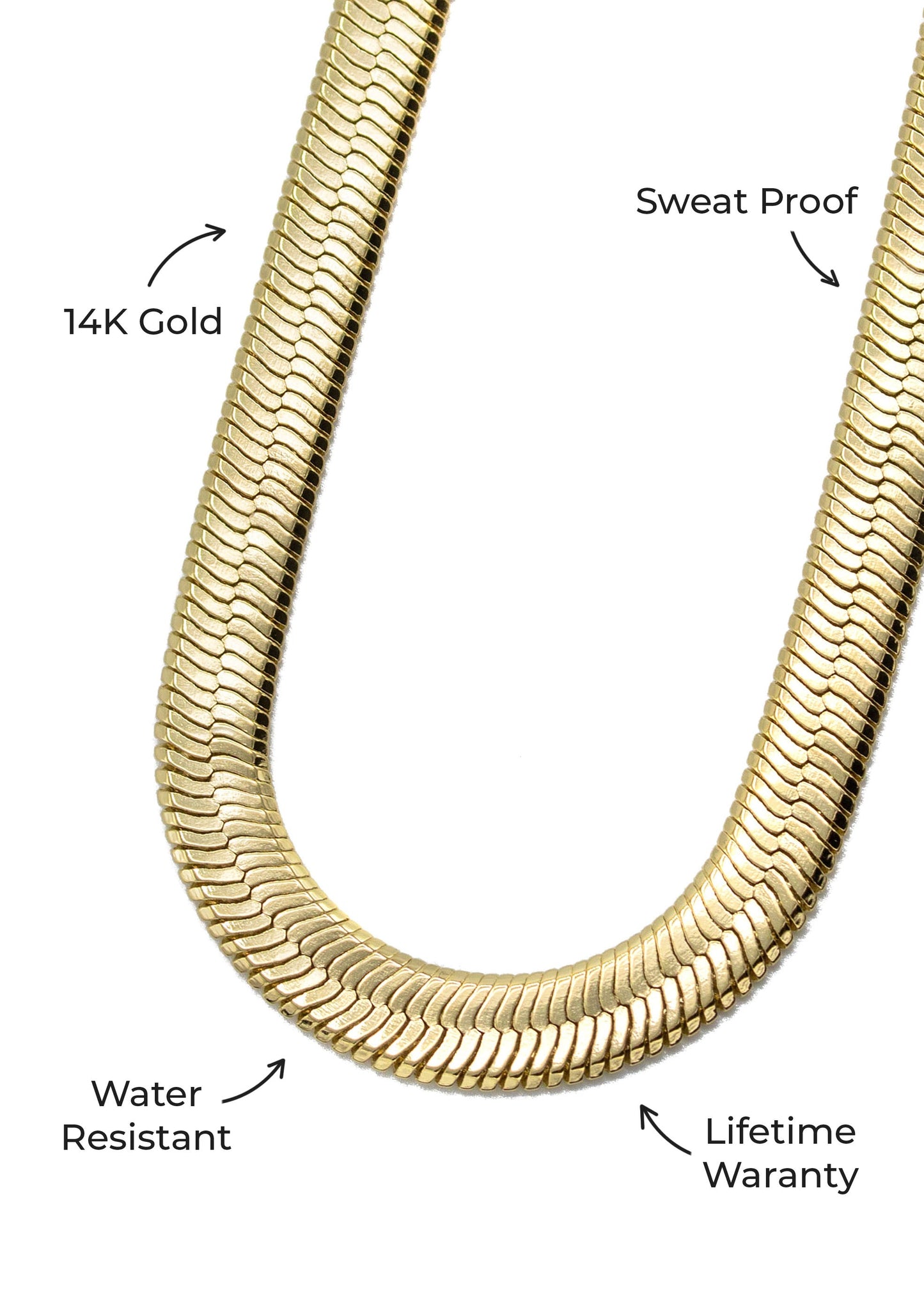 Gold Jewelry - Mens 14K Gold Herringbone Link Chain