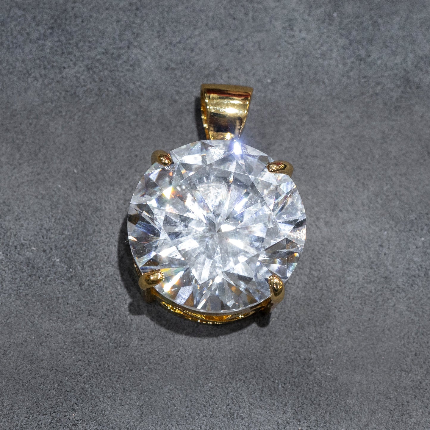 Mens Jewelry - Gold Iced Out VVS Solitaire Necklace | Appx. 38 Grams