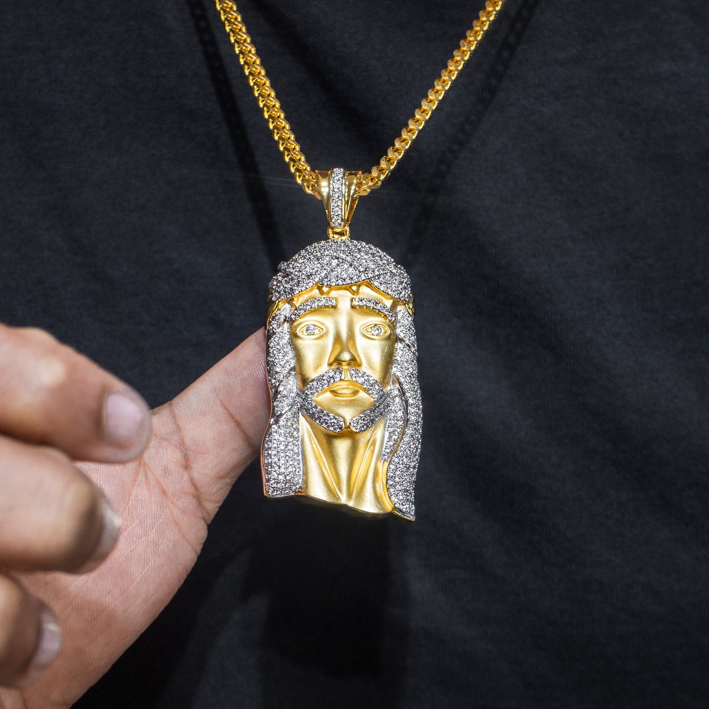 Mens Jewelry - Gold Iced Out VVS Jesus Piece Chain | Appx. 42.4 Grams