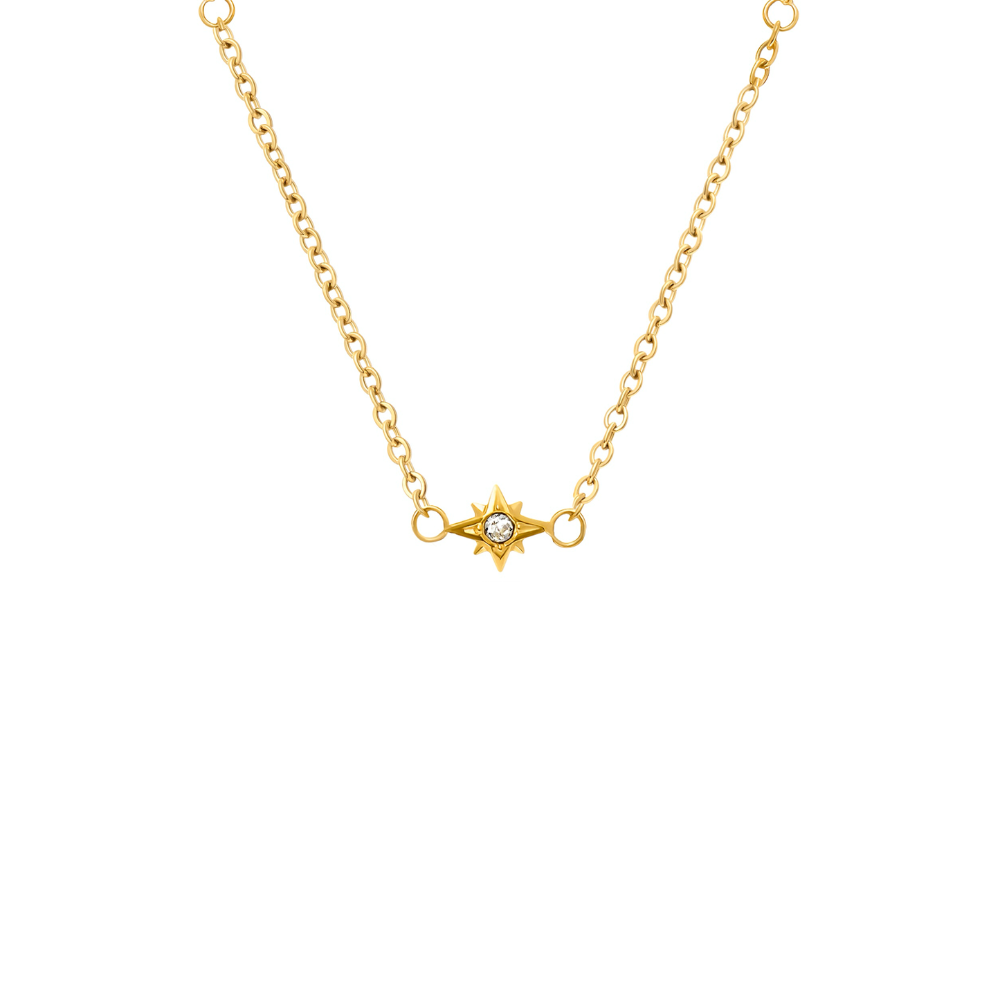 Fingerprint Moon & Star Tag Necklace (Gold)