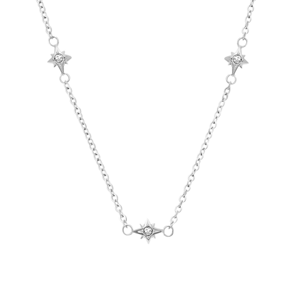 Fingerprint Moon & Star Tag Necklace (Silver)