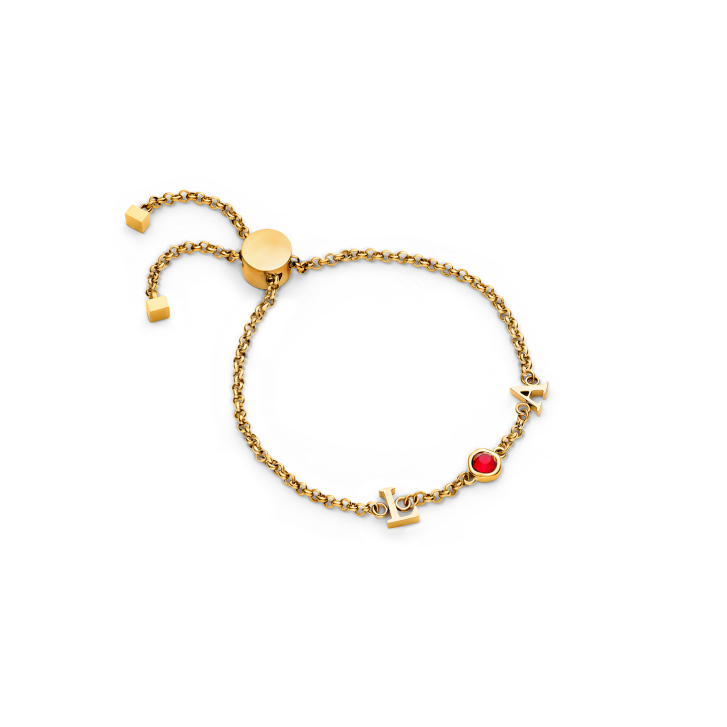 Made Mine Initials & Birthstone Bracelet - Gold