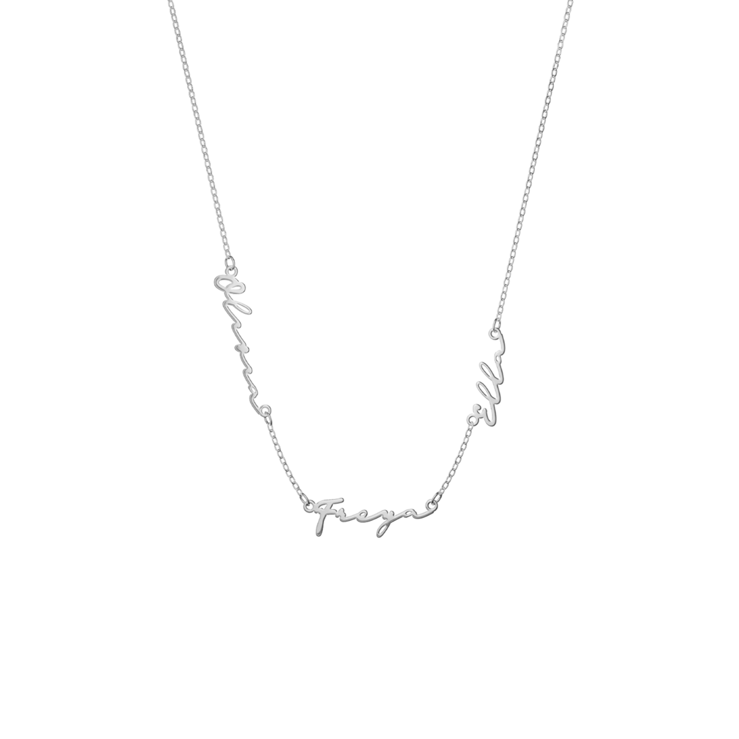Fine Multi Signature Name Necklace (Silver)