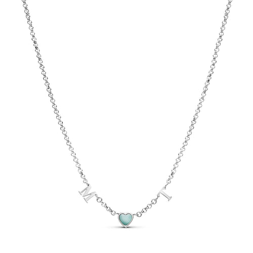 Made Mine Initials & Birthstone Necklace (Silver)