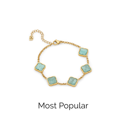 Amazonite Multi Clover Bracelet - Gold