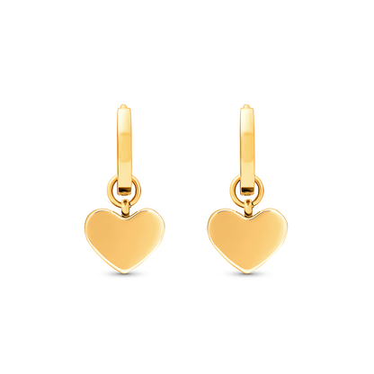 Mother of Pearl Heart Huggie Earrings (Gold) - Test