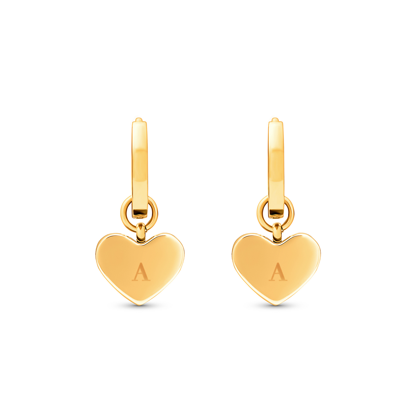 Mother of Pearl Heart Huggie Earrings (Gold)