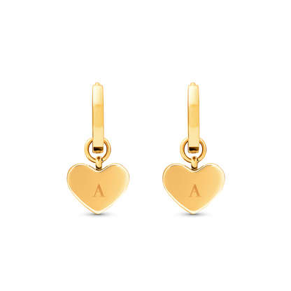 Mixed Metal Heart Huggie Earrings (Gold)