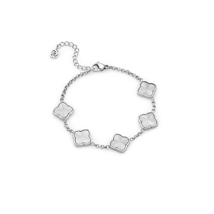 Faceted Birthstone Clover Pendant (Silver)