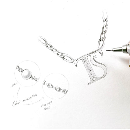 Double Initial Crystal Necklace (Silver)