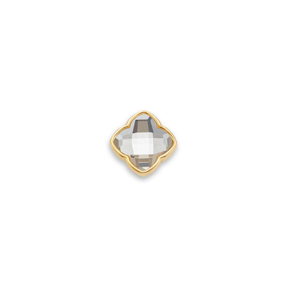 Faceted Birthstone Clover Pendant (Gold)