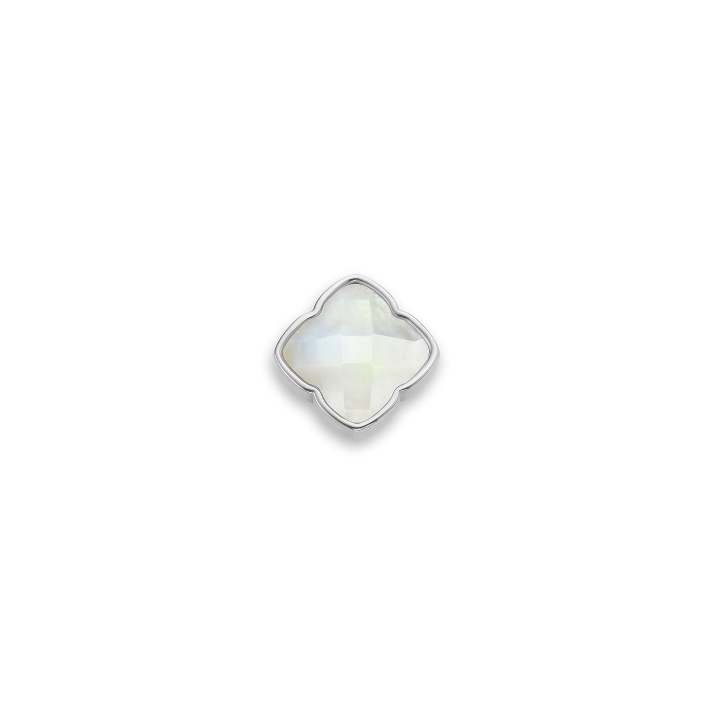 Faceted Birthstone Clover Pendant (Silver)