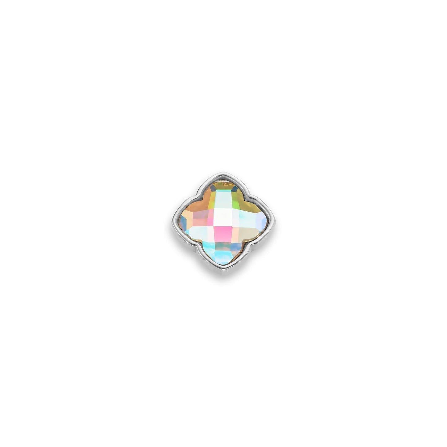 Faceted Birthstone Clover Pendant (Silver)