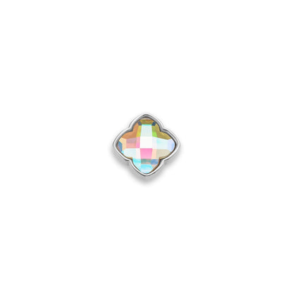 Faceted Birthstone Clover Pendant (Silver)