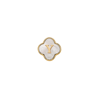 Pearl Clover Charms (Gold) - Initials