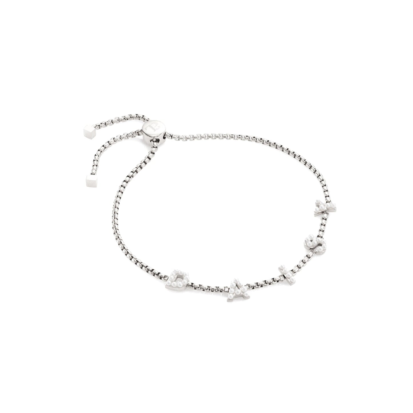 Pearl Custom Name Bracelet (Silver)