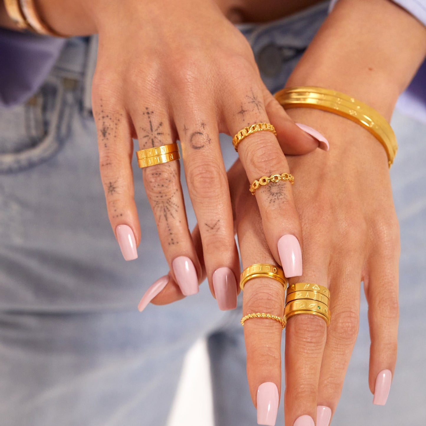 Custom Stamped Name Fidget Ring (Gold)