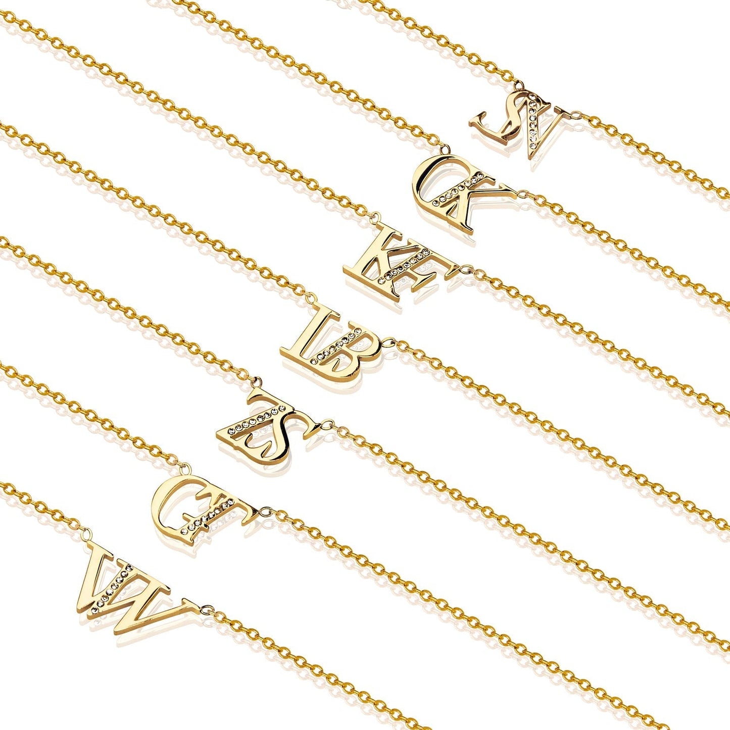 Double Initial Crystal Bracelet (Gold)