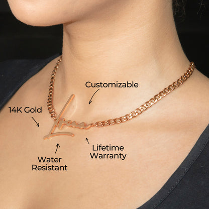 Women Jewelry - Rose Gold Name Necklace | Style # N30