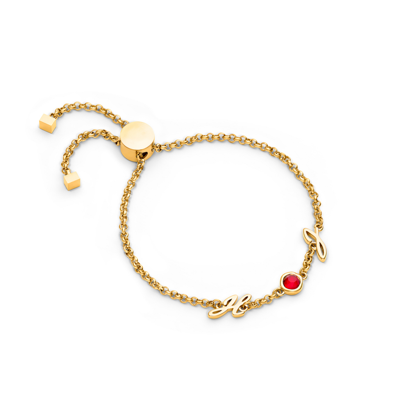 Made Mine Initials & Birthstone Bracelet - Gold