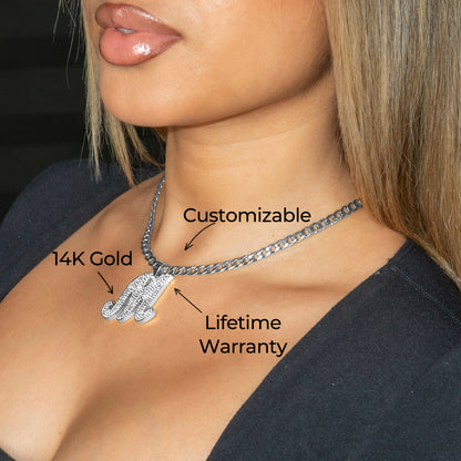 Women Jewelry - White Gold Initial Iced Out VVS Necklace | Style # 48