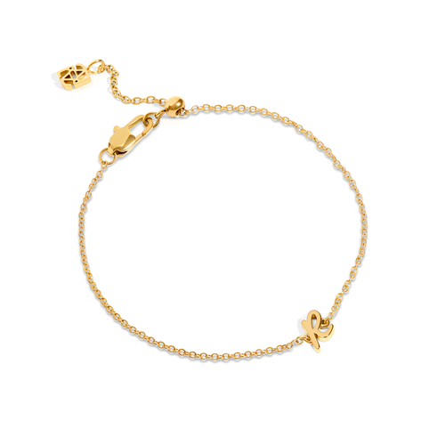 Made Mine Script Letter Bracelet (Gold) - TT