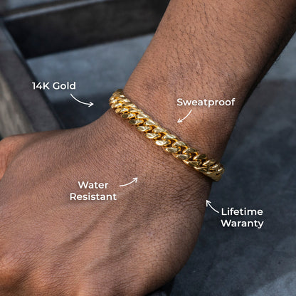 Gold Jewelry -  Mens 14K Gold Solid Miami Cuban Link Bracelet | 6MM