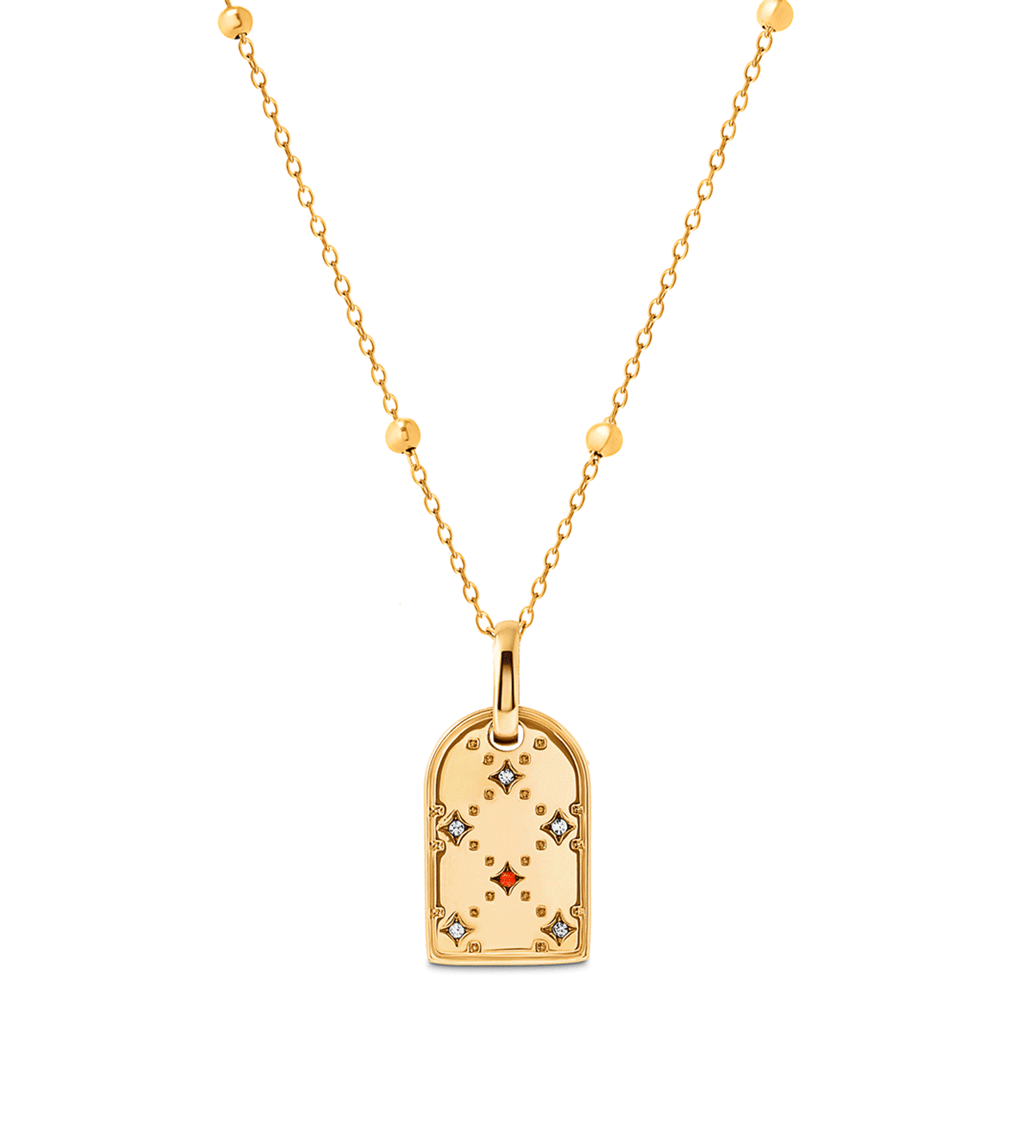 Mini Monogram Birthstone Tag Necklace (Gold)