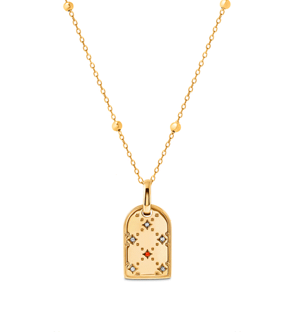Mini Monogram Birthstone Tag Necklace (Gold)