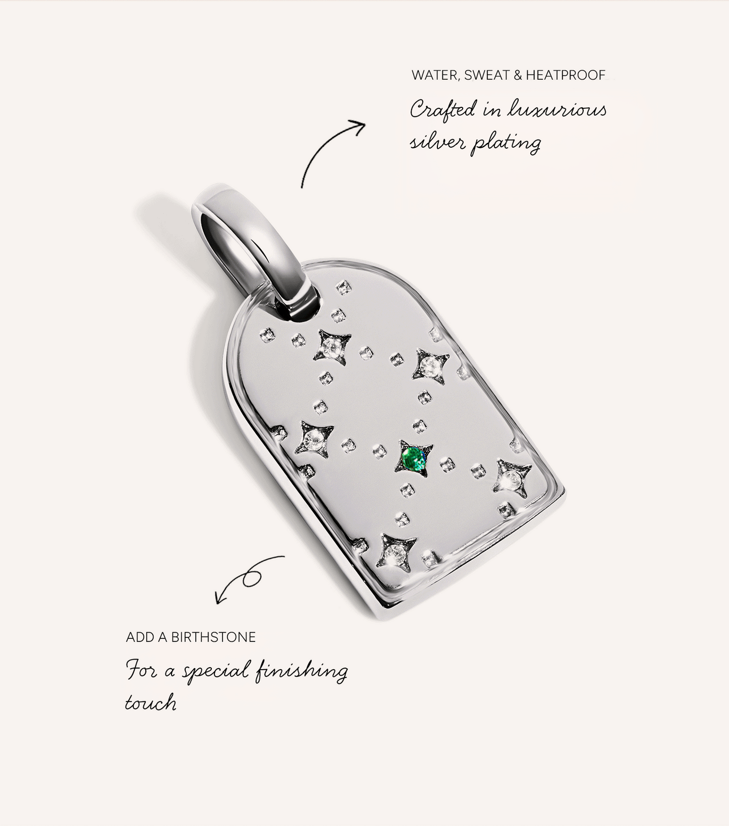 Mini Monogram Birthstone Tag Necklace (Silver)