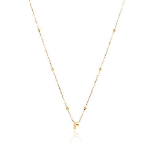 Made Mine Mini Letter Sphere Chain Necklace (Gold)