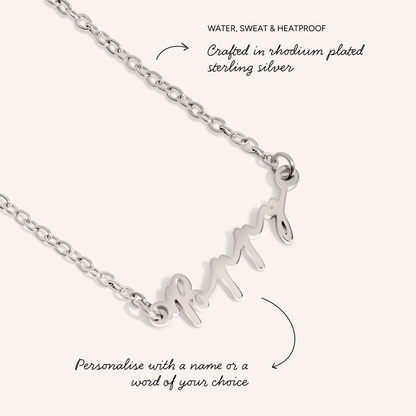 Matching Fine 'Mini & Me' Signature Name Necklace Set (Silver)