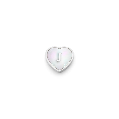 Pearl Heart Charms (Silver) - Initials