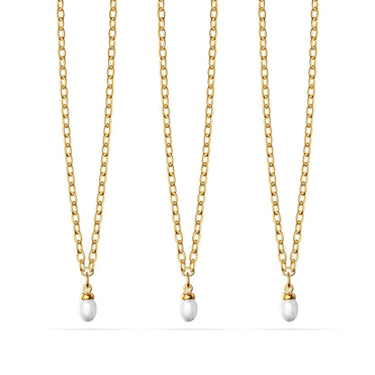 Fine Organic Pearl Necklace Bridesmaid Gift Set (Gold)