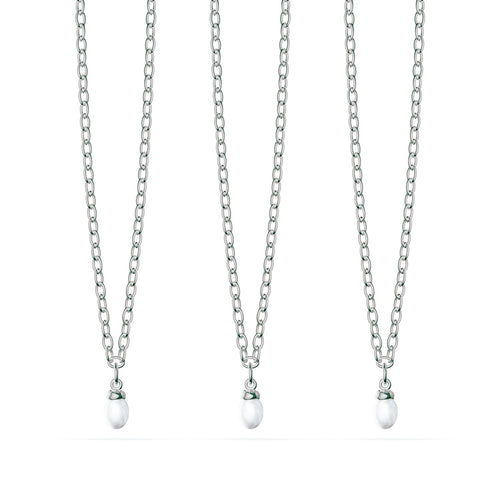 Fine Organic Pearl Necklace Bridesmaid Gift Set (Silver)