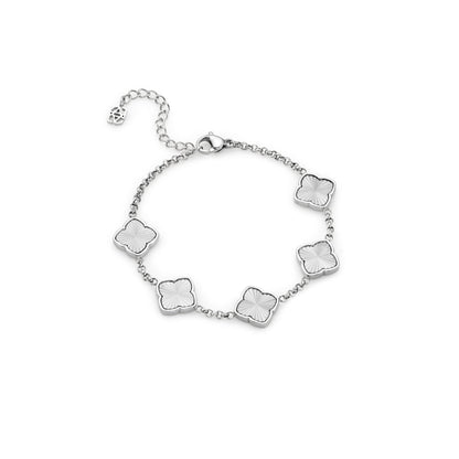 Faceted Birthstone Clover Pendant (Silver)