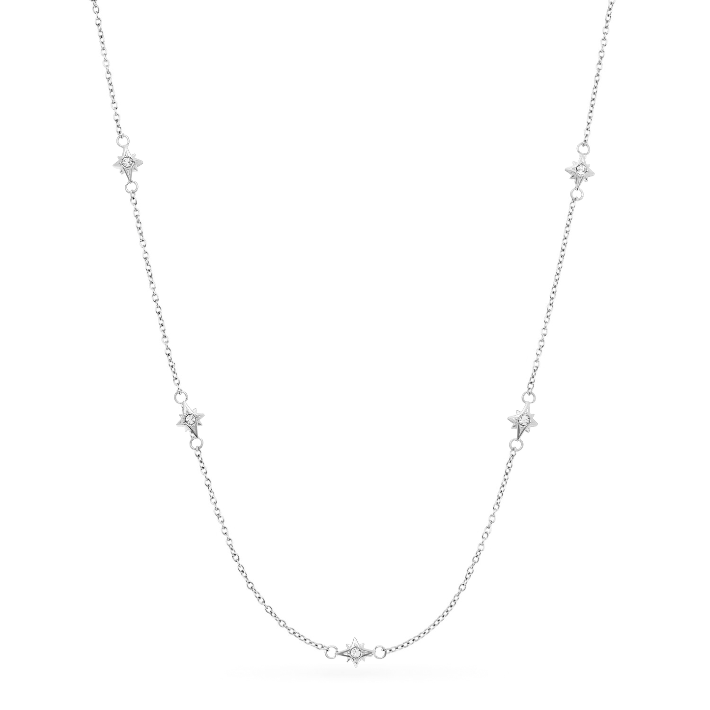 Fingerprint Moon & Star Tag Necklace (Silver)