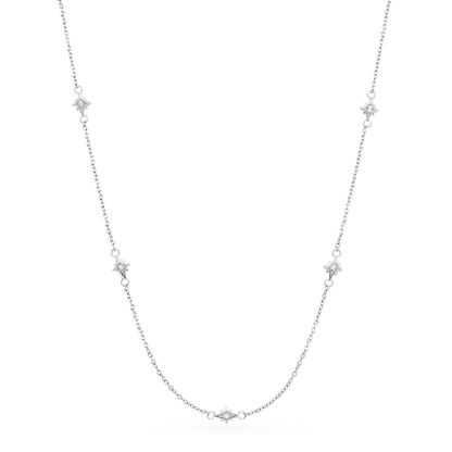 Fingerprint Moon & Star Tag Necklace (Silver)