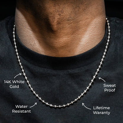 Gold Jewelry -  Mens 14K White Gold Dog Tag Chain