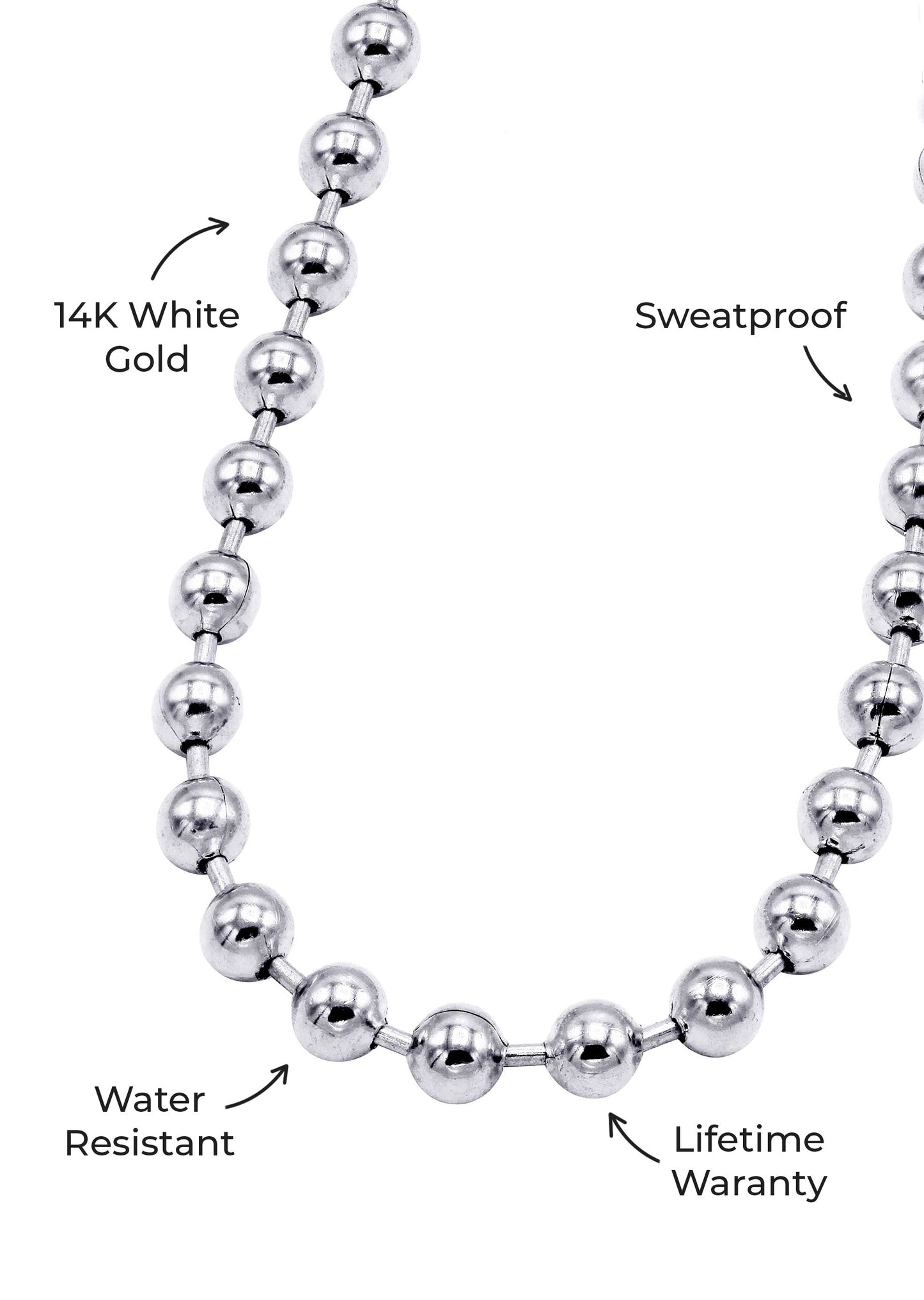 Gold Jewelry -  Mens 14K White Gold Dog Tag Chain