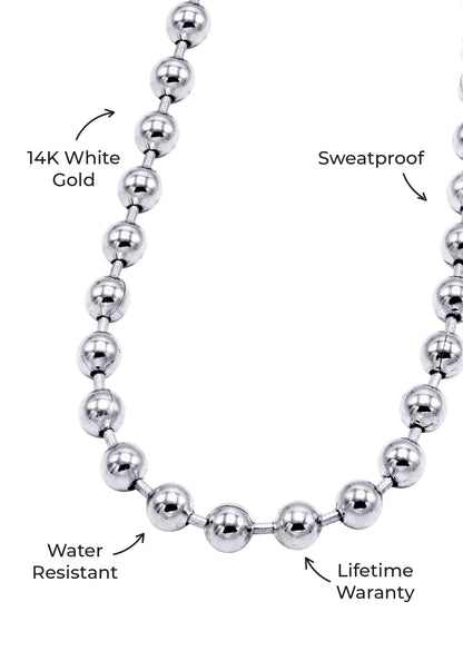 Gold Jewelry -  Mens 14K White Gold Dog Tag Chain
