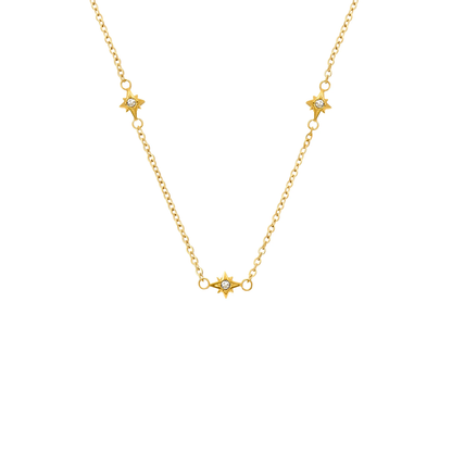Fingerprint Moon & Star Tag Necklace (Gold)