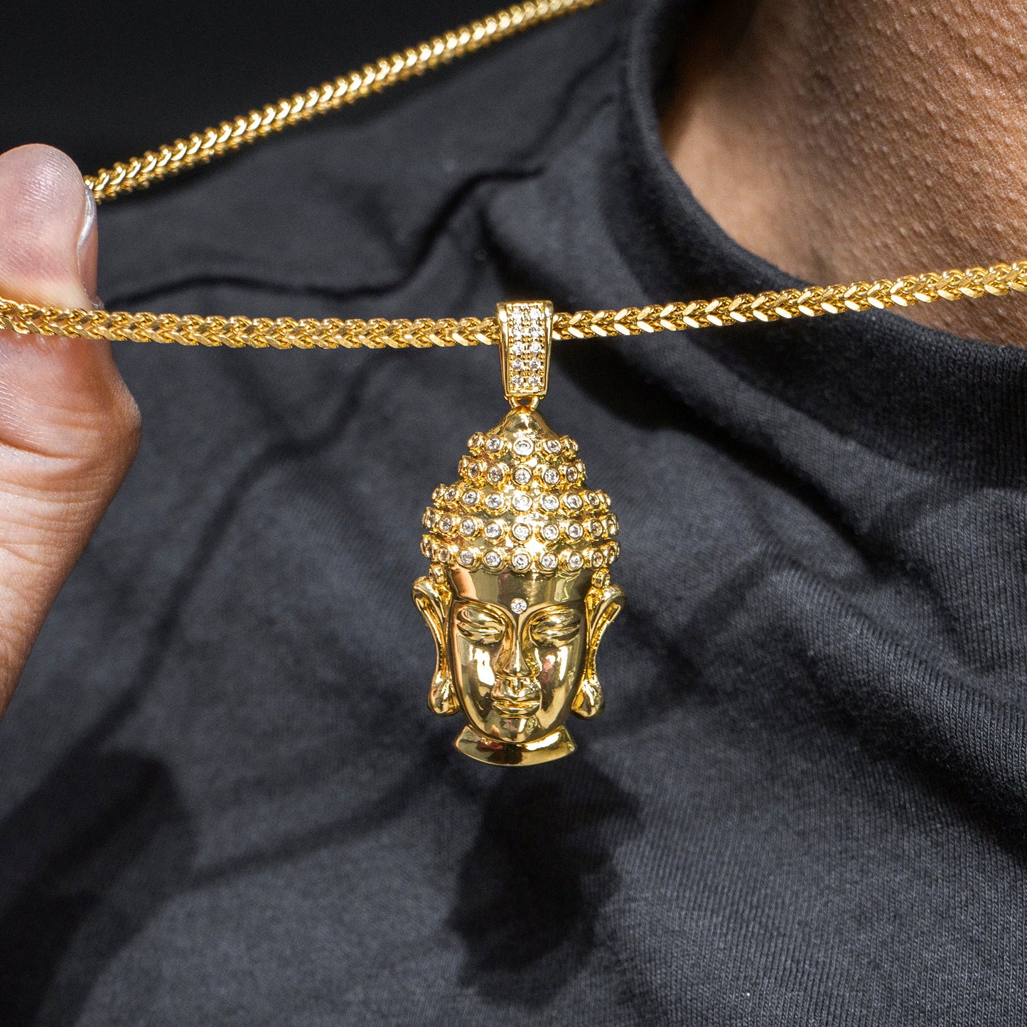 Mens Jewelry -  Gold Iced Out VVS Buddha Pendant | 13.6 Grams