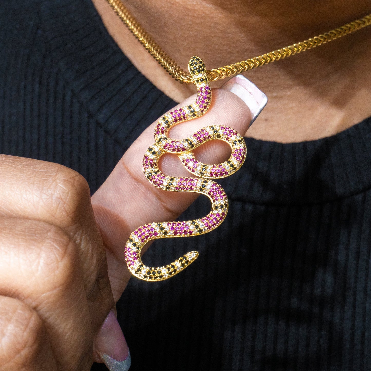 Mens Jewelry - 14K Gold Iced Out VVS Twisted Snake Pendant | 10 Grams