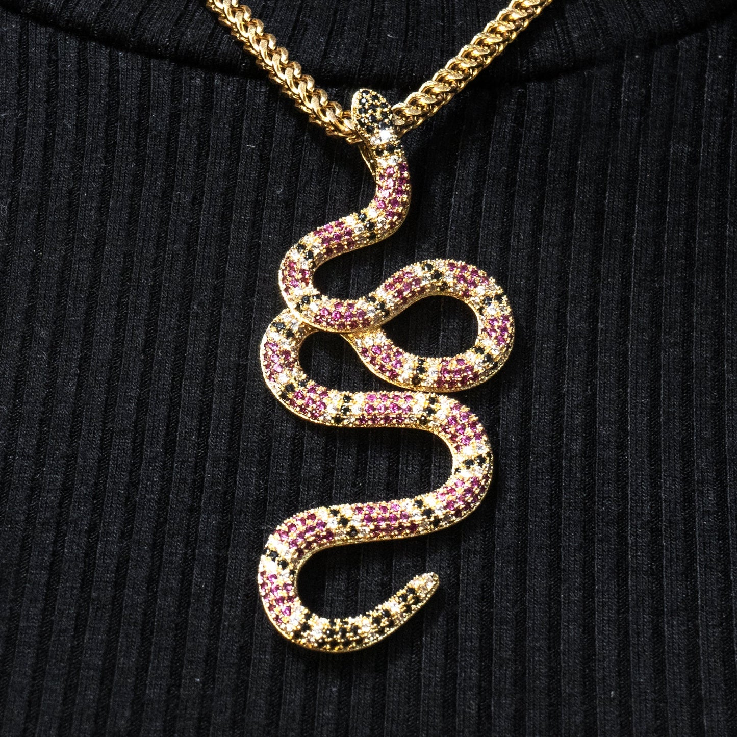 Mens Jewelry - 14K Gold Iced Out VVS Twisted Snake Pendant | 10 Grams