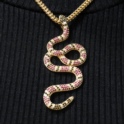 Mens Jewelry - 14K Gold Iced Out VVS Twisted Snake Pendant | 10 Grams